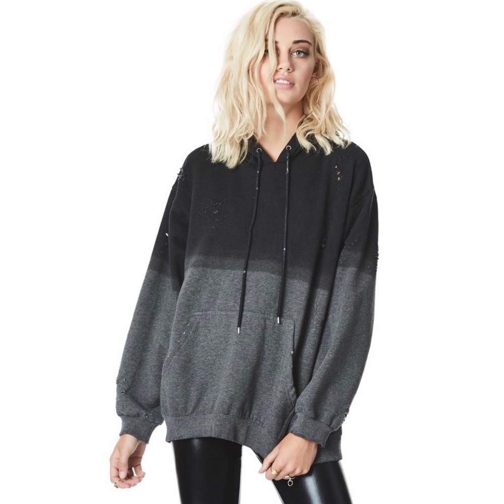 🆕LF || Distressed Pullover Hoodie •BLACK/GREY•